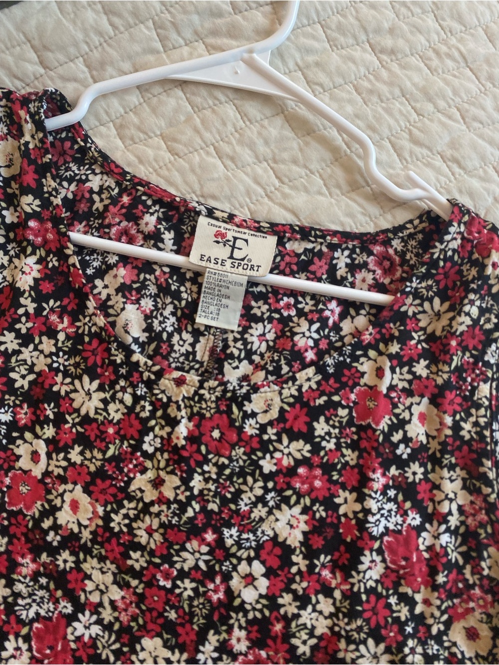Women's Black Maxi Dress with Red and Cream Floral Print
